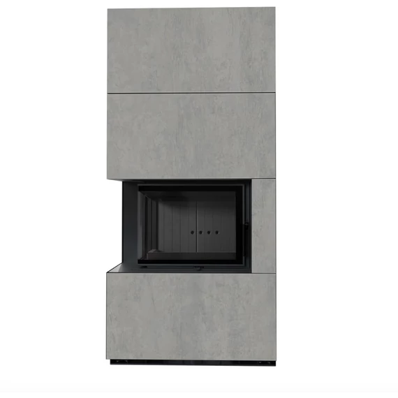 KRATKI FLOKI BOX 8 kW CEMENTO GRIGIO KANDALLÓ KŐ BURKOLATTAL BALOS FEKETE BELSŐVEL