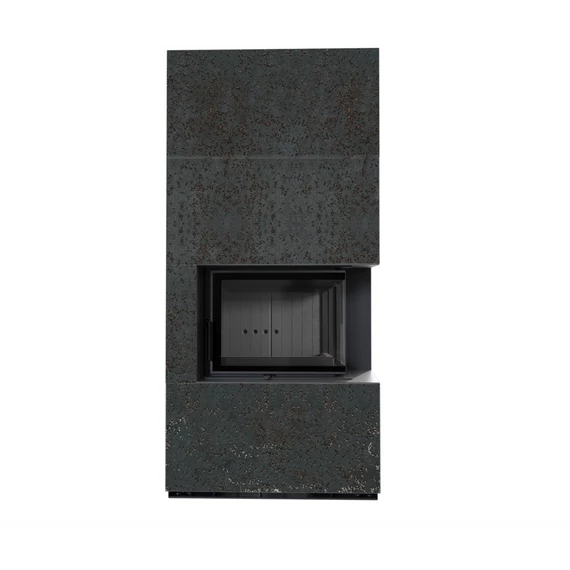 KRATKI FLOKI BOX 8 kW OXIDE NERO KANDALLÓ KŐ BURKOLATTAL JOBBOS FEKETE BELSŐVEL